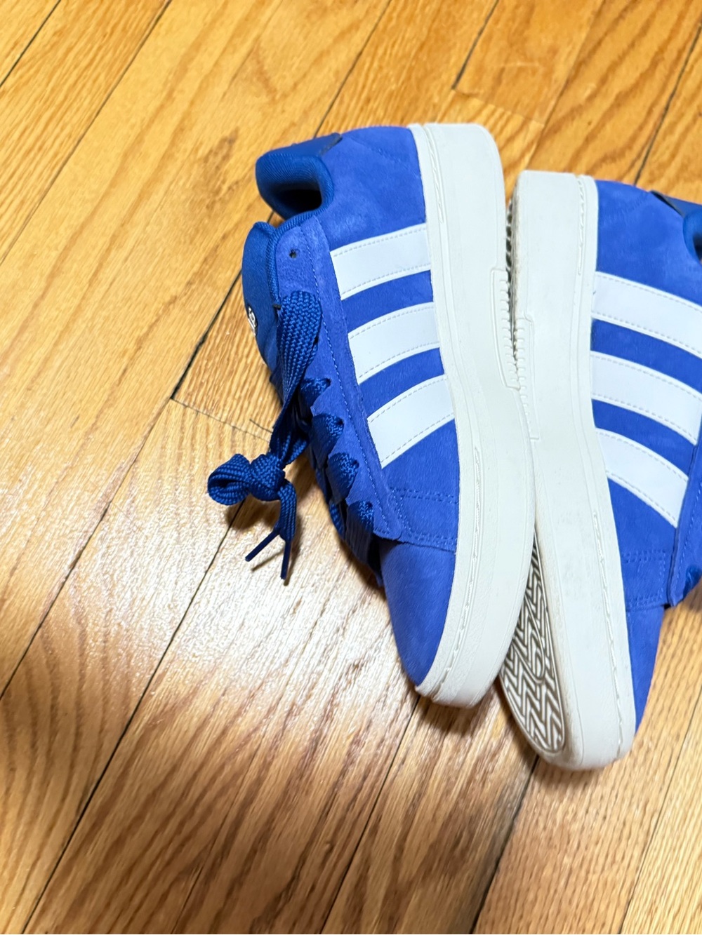 adidas Royal Blue Suede Sneakers with White Stripes - Picture 6 of 7
